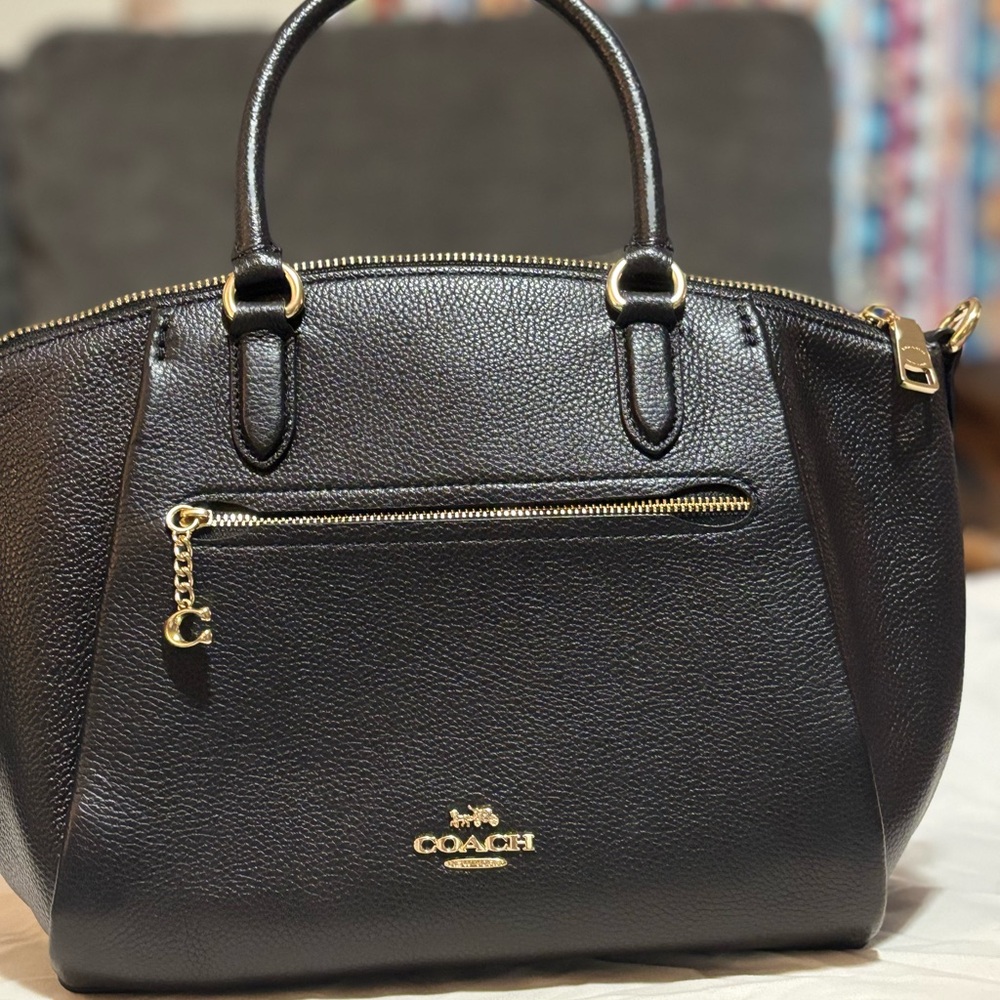 Coach Black and Gold Satchel with Luxurious Leather
